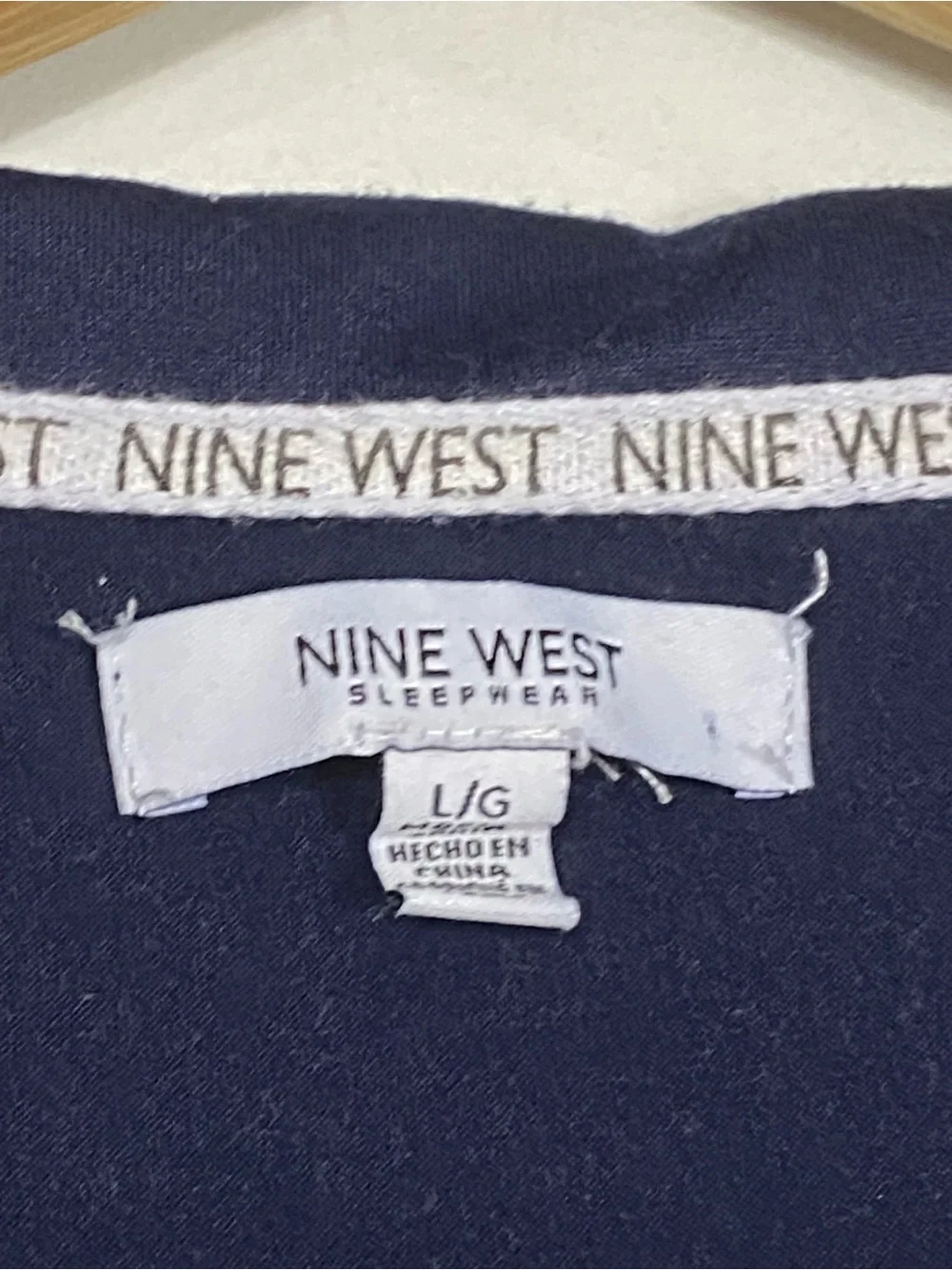 NINE WEST long-sleeve button-down XL pajama gown top navy blue